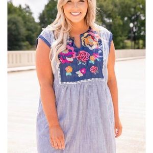 Chambray floral dress